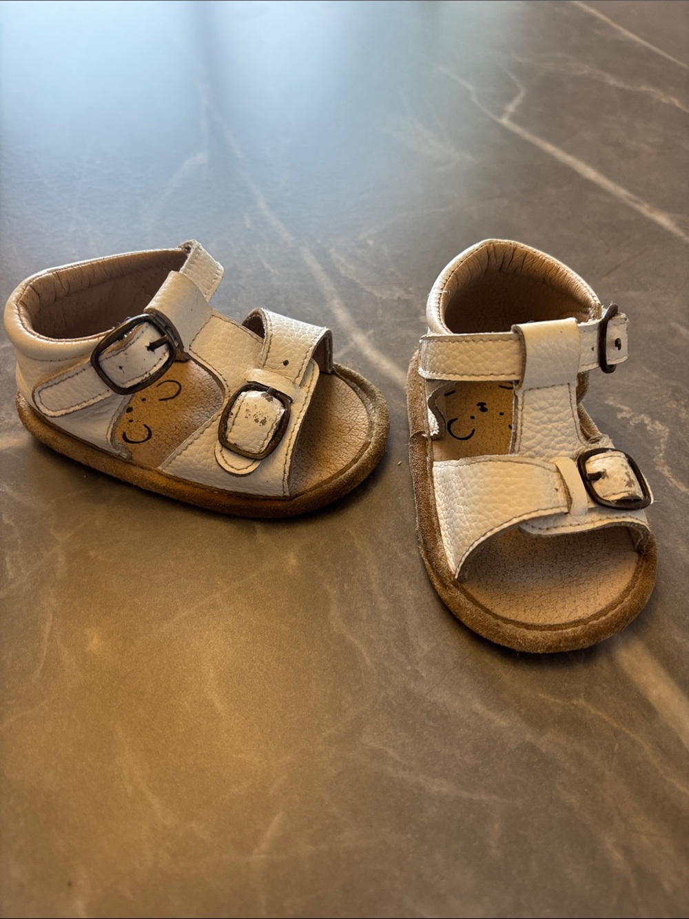 Infant/Toddler White Leather Velcro Buckle Sandals - Adjustable Comfort